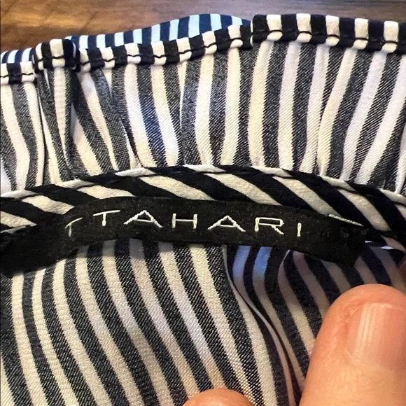 T Tahari Black and White Striped Button Down Shirt - Picture 8 of 10